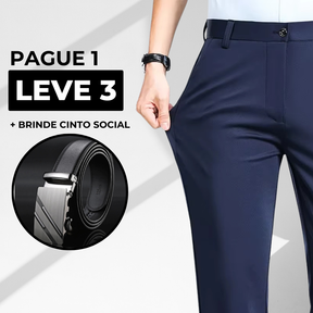 COMPRE 1 E LEVE 3 |  Calça Social Clássica Alfaiataria + Cinto de Brinde