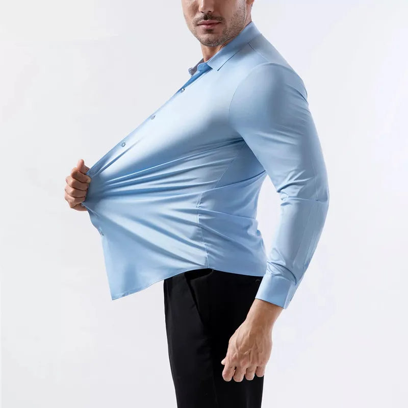 Camisa Elastech Social Anti Amassados + Brinde Relogio Social