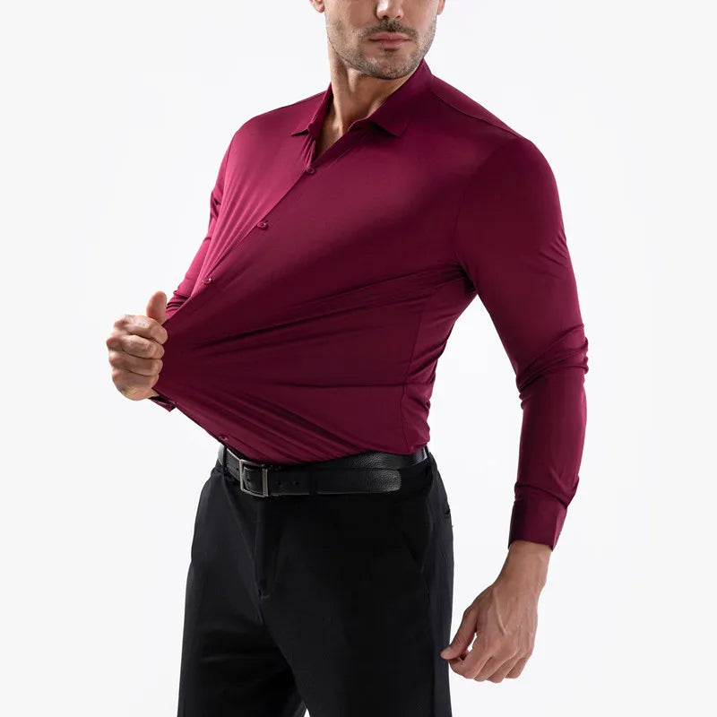Camisa Elastech Social Anti Amassados + Brinde Relogio Social